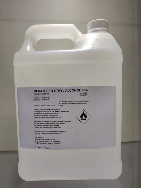 Ethanol 99 Denatured Ethyl Alcohol Absolute 99 Alcohol 1 L 5 L Bulk Pack Cosmetic Grade Lazada