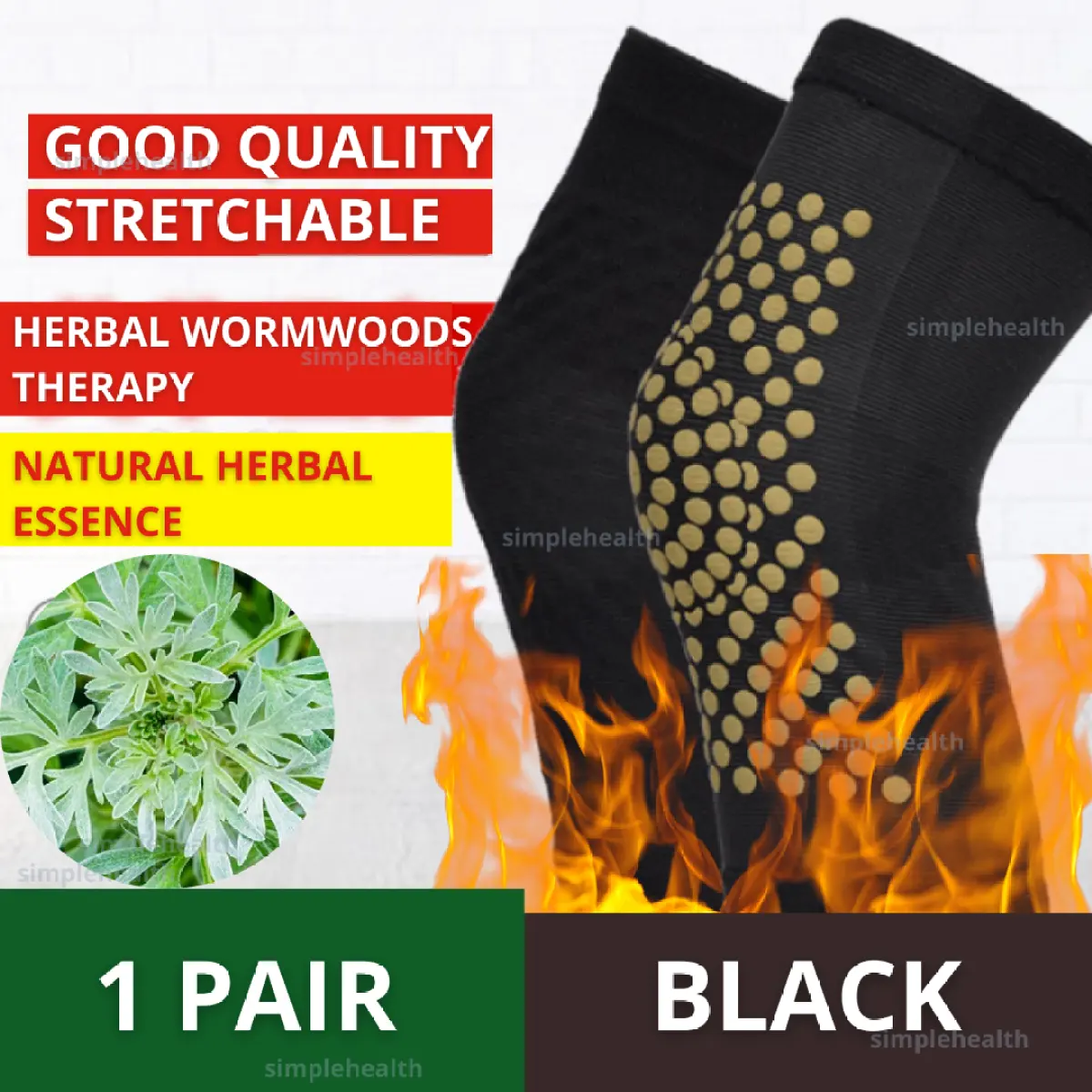 Sarung Lutut Berhaba Herbal Self Heat Knee Protector Pad Pain Relief Support Massage Sakit Kaki Ubat Orang Tua Tongkat艾草 Lazada