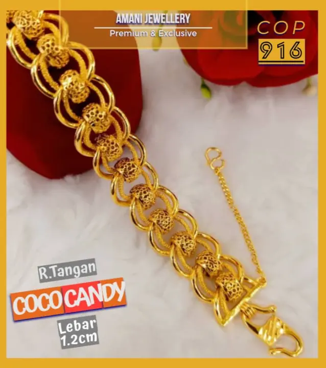 Cop 916 Gelang Tangan Coco Candy Viral C0py Original Gold 916 Emas Korea Bangkok Bracelet Gold Plated Lazada