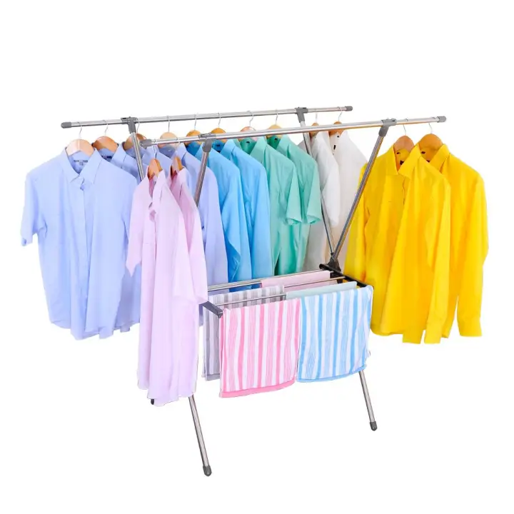 Baoyouni Foldable Hanging Clothes, Folding X Frame Garment Rack