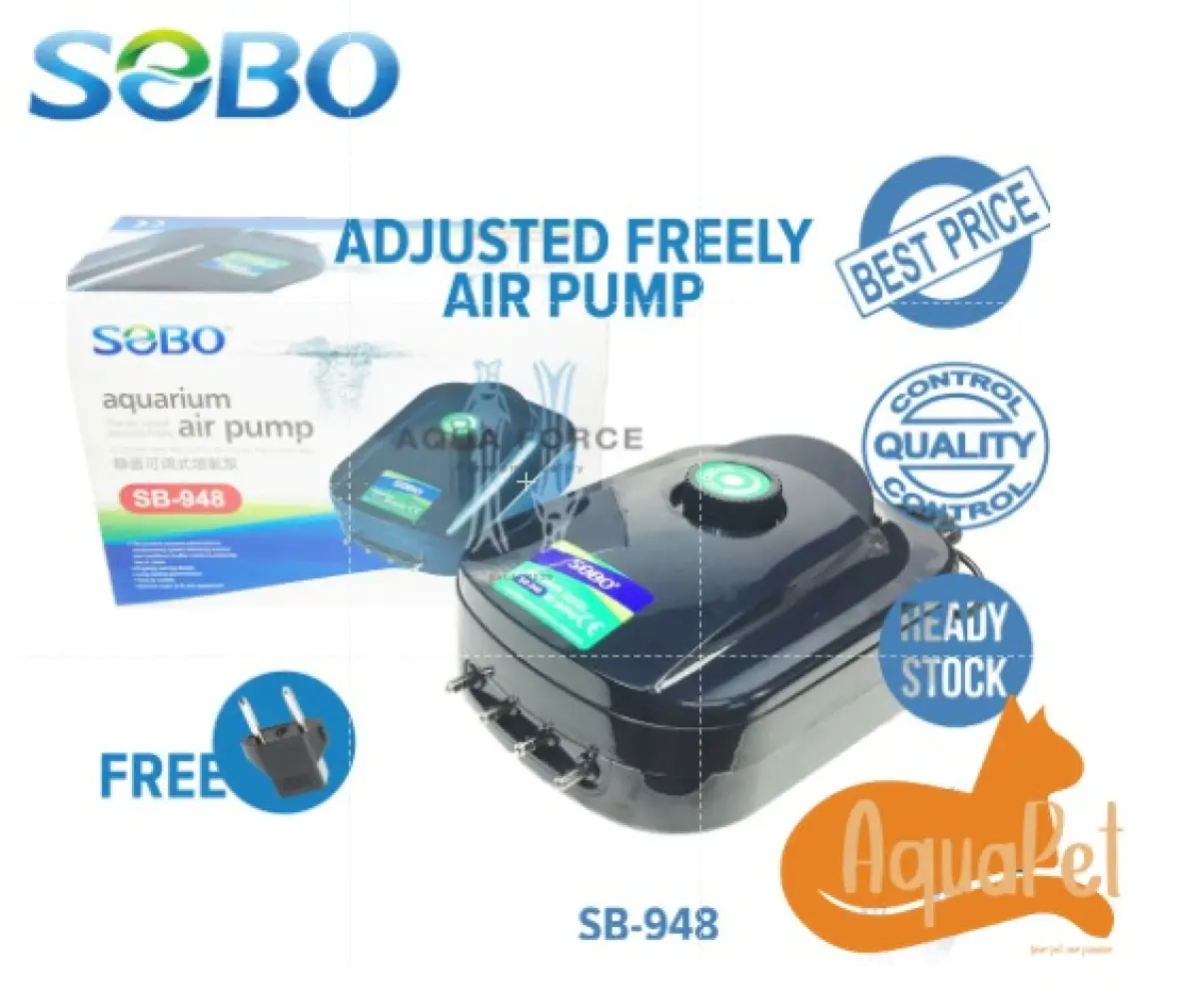Sobo Air Pump Sb 948 Aquarium Air Pump Pam Oksigen Ikan Pump Ikan Hydroponic Arowana Aquapet Lazada