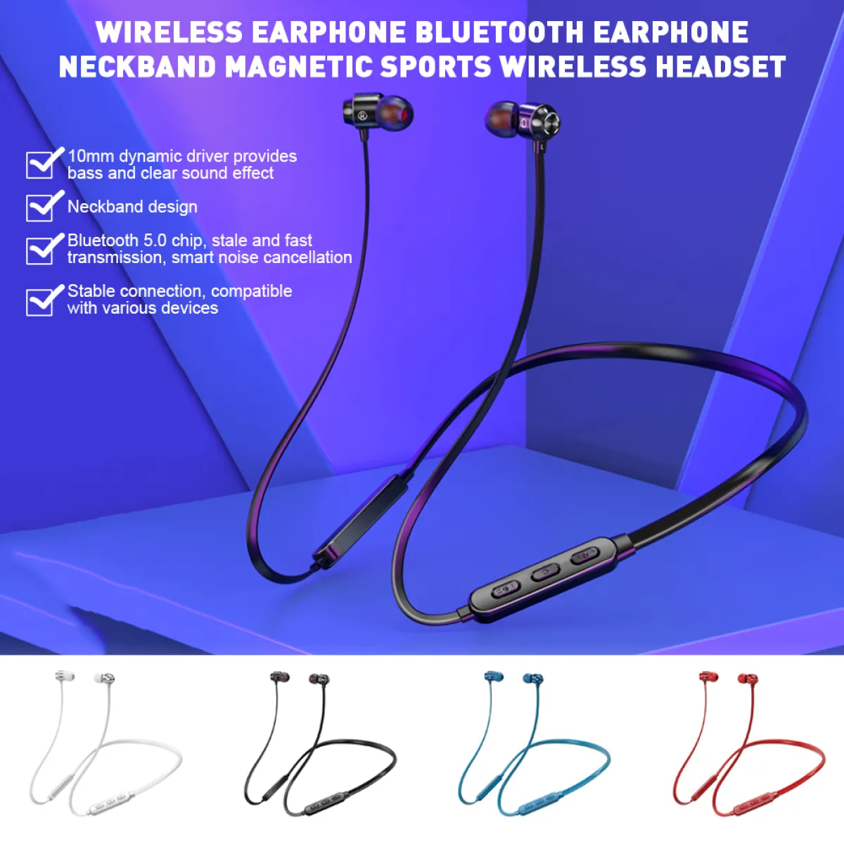 Gb Ready Stock Wireless Earphone Bluetooth Earphone Neckband Magnetic Sports Wireless Headset Noise Cancelling Lazada