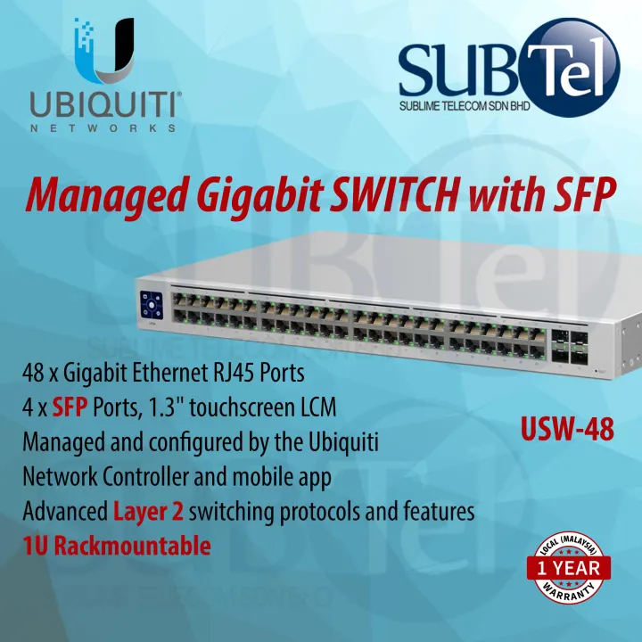 Ubiquiti USW-48 48-Port Managed Gigabit Switch with SFP 1U Rackmount 48 Port UBNT Network USW