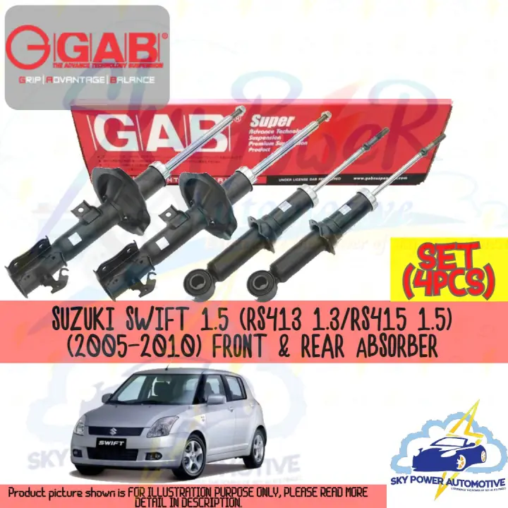 Suzuki Swift 1 5 Rs413 1 3 Rs415 1 5 05 10 Gab Super Gas Shock Absorber Set 4pcs Lazada