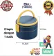 Lunch Box Food Container Bento Box Bekal Makanan Double layer round shape lunch box with spoon Nordic style. 