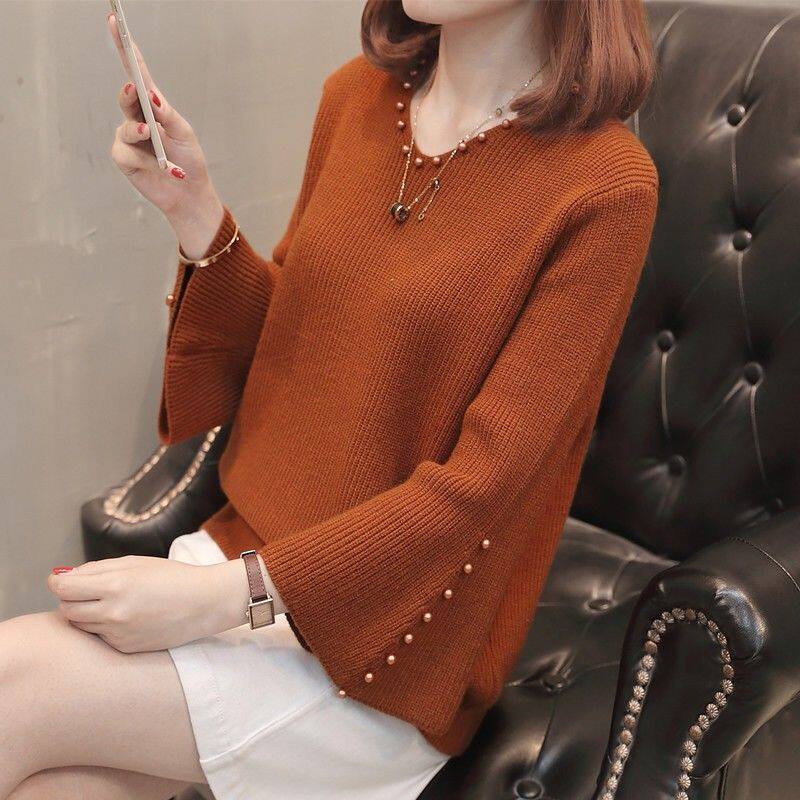 Áo len nữ mùa thu và thu mới mùa xuân ruidiandian áo len mùa thu 2023 áo len cổ chữ v hàn quốc dáng rộng ngắn đính hạt
