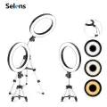 Selens 16cm 20cm 6 Inches Double Triple LED Ring Light Kit With Tripod Stand and Flexible Arm For Vlog Vlogging Video Beauty Makeup Youtuber Blogger Omni-directional Fill Light. 