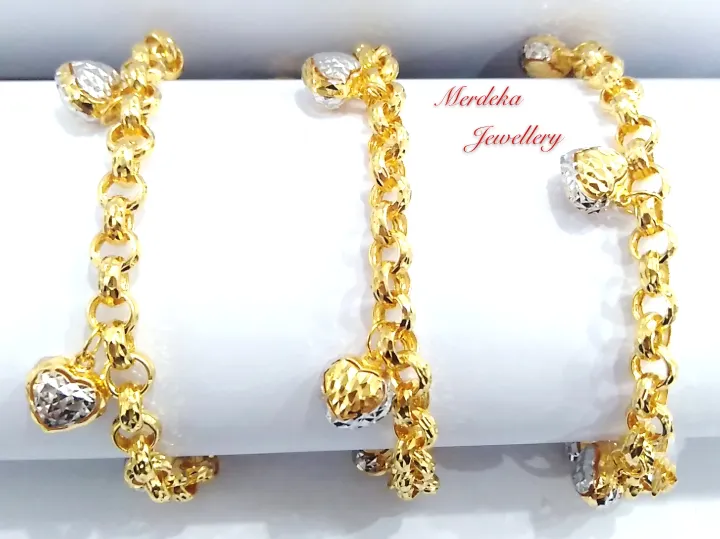 Merdeka 916 Gold 2c Candy Loves Bracelet Emas 916 Rantai Tangan 2c Kendi Guntung Love Blk000005 Lazada