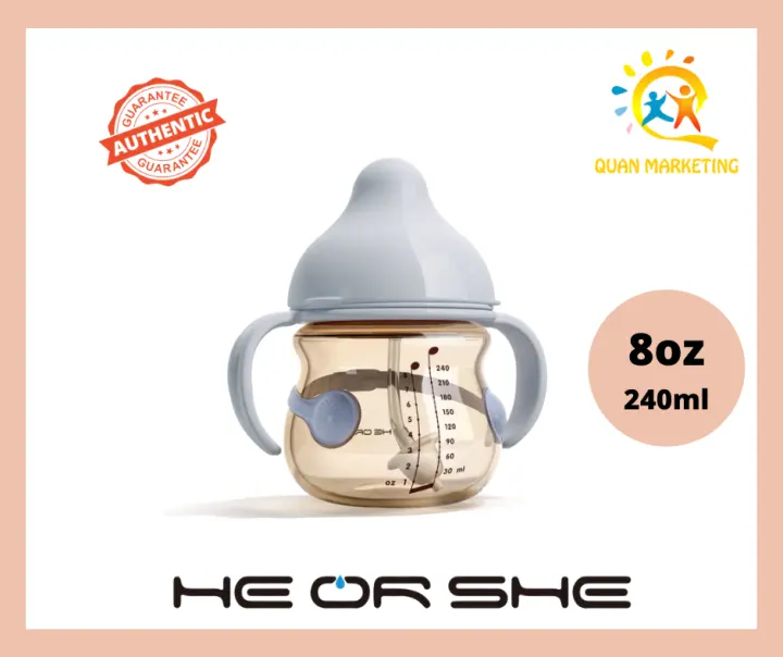 He Or She Belly Belly Antibacterial Milk Bottle 6oz 180ml Or 8oz 240ml Lazada