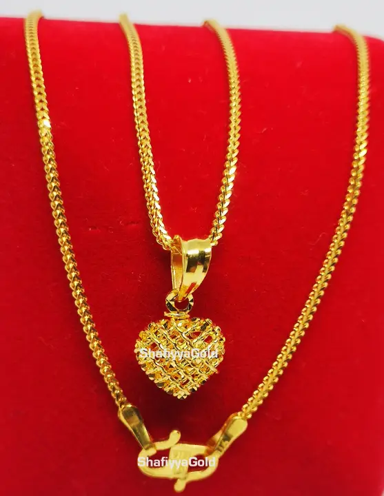 Emas 916 Rantai Leher Set Love Net Kids Budak Lazada