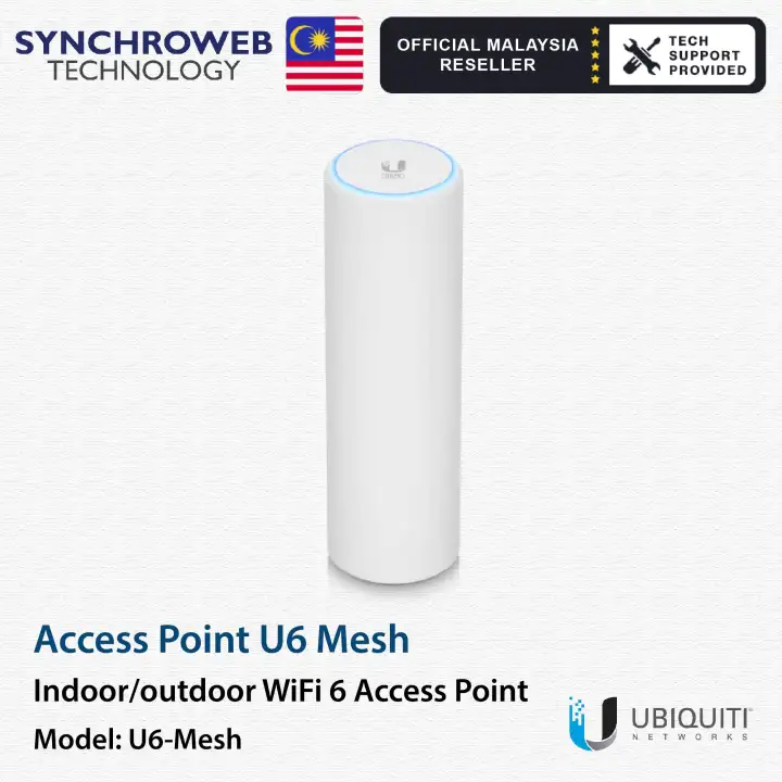 Ubiquiti UBNT U6-Mesh Sleek, indoor/outdoor WiFi 6 access point designed for mesh applications.