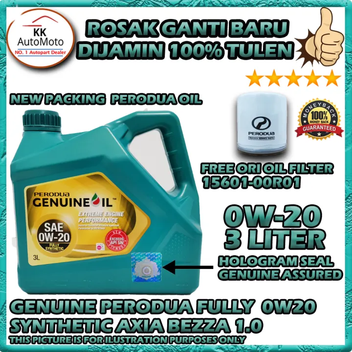 New Pack All Axia Bezza 1 0 Perodua Engine Motor Oil Minyak Hitam Fully Synthetic 3l 0w 20 0w20 0w 20 Perodua Oil Filter 15601 00r02 Lazada