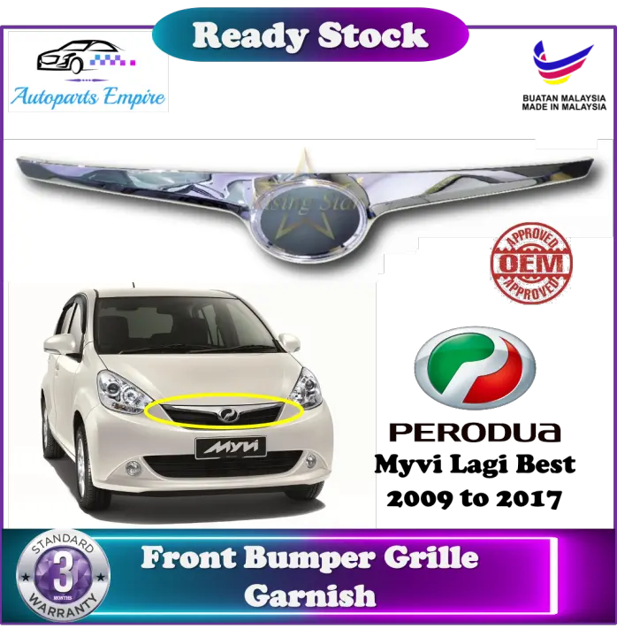 Perodua Myvi Lagi Best Front Bumper Grille Chrome Moulding Garnish Without Logo 2009 2014 Malaysia Lazada