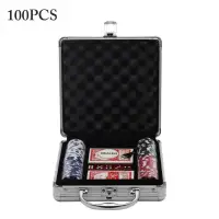 Texas Hold'em Casino Poker Chip Aluminum Case Set 100/200/300 PCS Baccarat Black Jack Poker Quality Clay Chip Coins With Box Hot