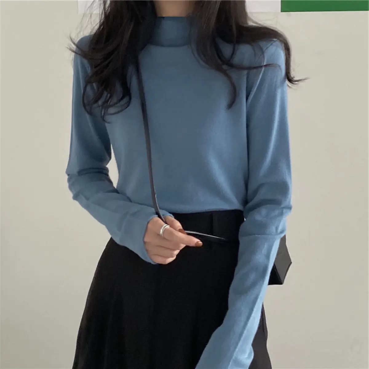 Coshop Baju Perempuan Murah Cantik Tshirt Women Half High Neck Plain Long Sleeved Fashion T Shirt Lazada