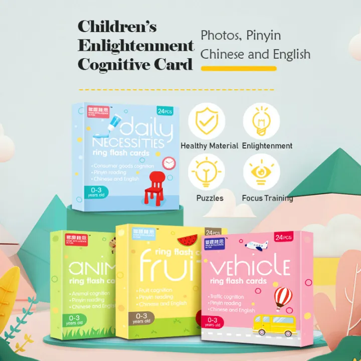 Flipped Flash Cards For Toddlers Kids Educational Flash Cards Set Cognition Cards Sight Words With Pictures Chinese Pinyin English Learning Cards For Preschoolers 0 3 Years Old Boys Girls Lazada Singapore