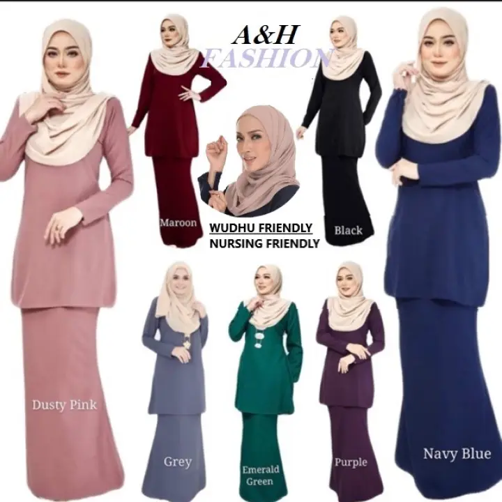 Baju Kurung Moden Wudhu Friendly Zip Sorok Depan Zip Sorok Di Lengan Ready Stock Same Day Ship Lazada