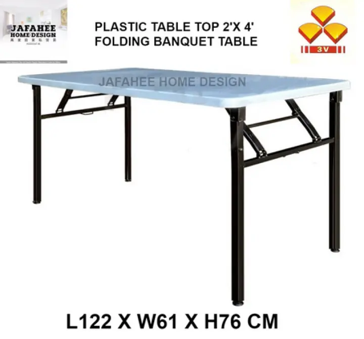 jhd 3V PB824 PLASTIC BANQUET TABLE 2X4 Folding Banquet Table / Foldable Banquet Table / Function Table / Catering Table / Buffer Table / Hall Table / Office Table / Folding Table with Plastic Table Top (Black)