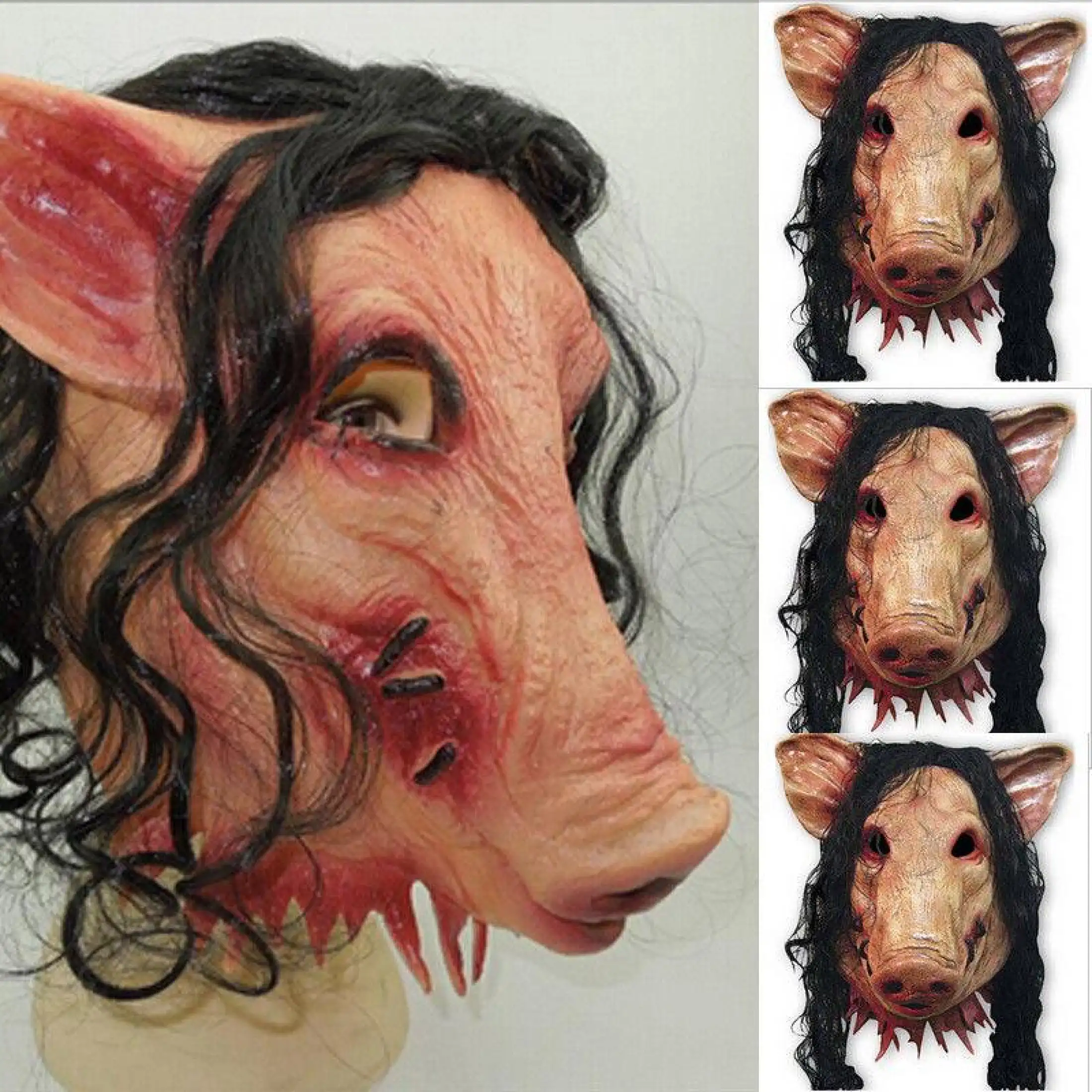 Halloween Mask Full Face Saw Pig Head Scary Mask Costume Party Cosplay Props Lazada Ph