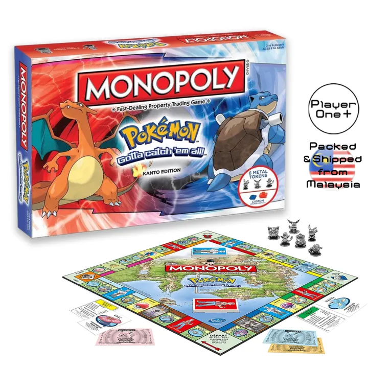 Monopoly Pokemon Kanto Edition Board Game Kids Family Fun Party Games English Version Lazada
