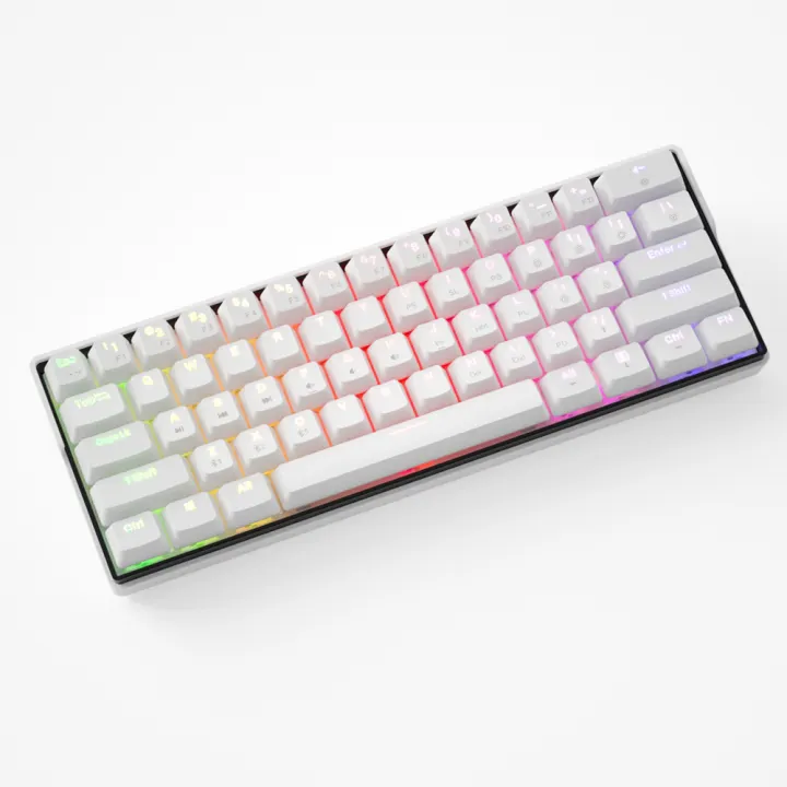 KEMOVE SnowFox 61 Keys 60% NKRO bluetooth 5.1 Type-C Dual Mode Mechanical Gaming Keyboard PBT Keycap Gateron Axis Switch Hotswappable Switches RGB Backlight Keyboard with Full Keys Programmable