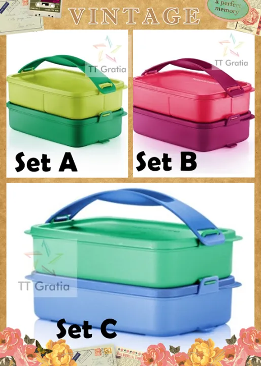 Tupperware Click to Go (2pcs) with handle/Bekas Tapao/Food container/ Bekas bungkus