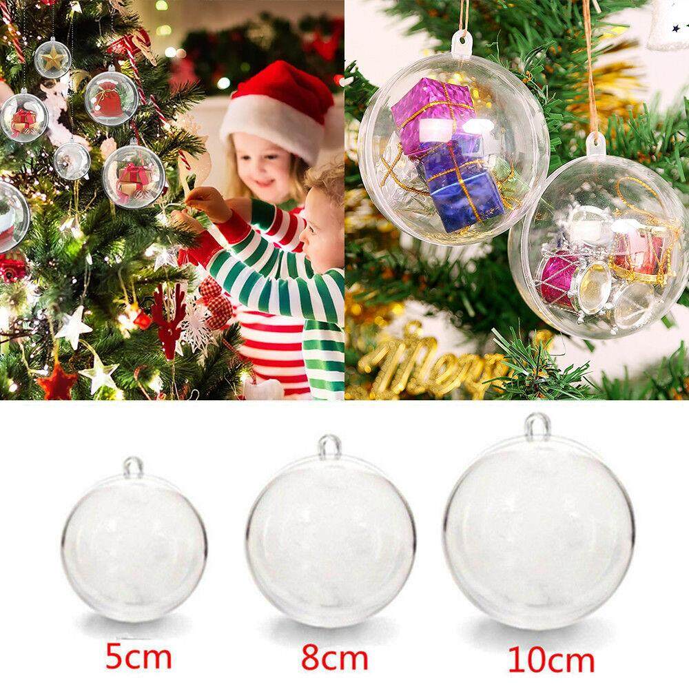 7/8cm Clear Plastic Christmas Balls Bauble Sphere Fillable Xmas Tree Ornament