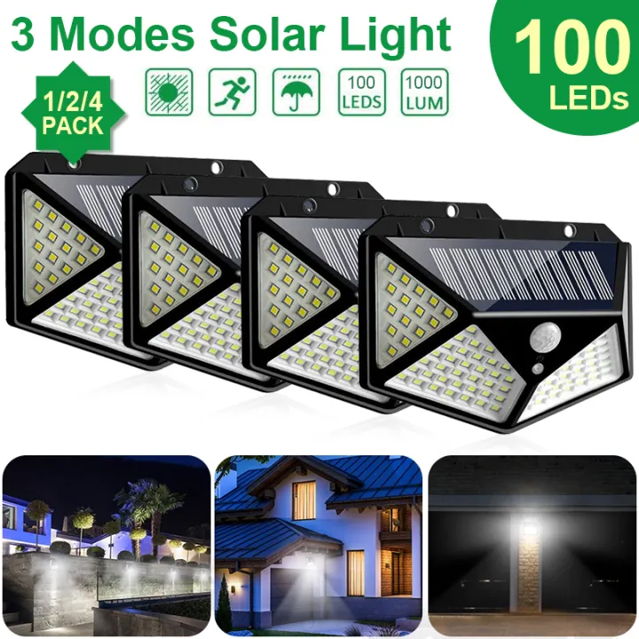 100 Led Solar Lights Outdoor Lighting, Led Outdoor Solar Powered Wireless Waterproof Security Motion Sensor Light