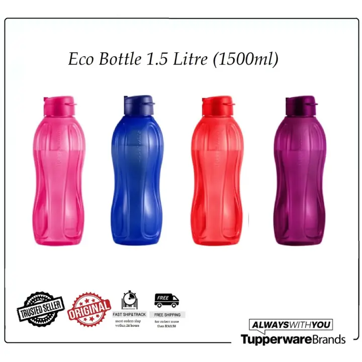 Tupperware Eco Bottle 1.5L Flip Top Red Purple Blue Pink BPA Free Water Bottle Botol Air 1.5 Litre Bekas Air Minuman