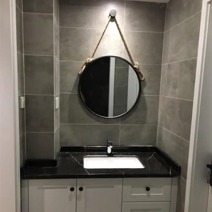 Simple Iron Wall Mount Bathroom Mirror Round Makeup Creative Rope Hanging Lazada Singapore Simple Iron Wall Mount Bathroom Mirror, Rope Hanging Vanity Mirror