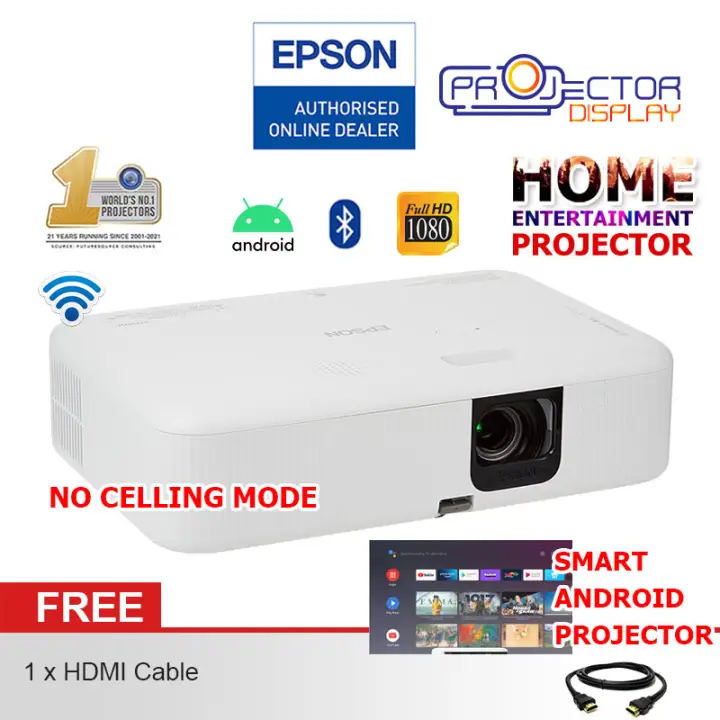 Epson EpiqVision Flex CO-FH02 Full HD 1080p Smart Portable 3LCD Projector | FH02 | Home Projector | Built-In Android | EB-FH02 | FH02