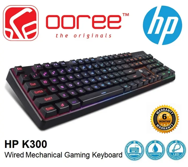 HP K300 (104 KEYS) / K300 2024 (98 KEYS) WIRED USB MECHANICAL GAMING KEYBOARD WITH MULTI COLOR BACKLIGHT, DURABLE KEYCAPS AND MINIMALIST DESIGN