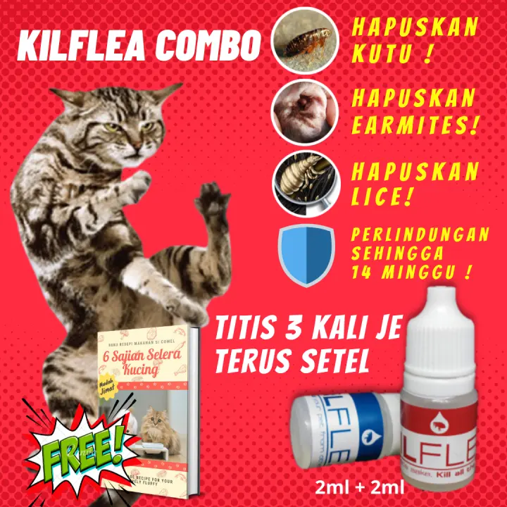 Ubat Kutu Kucing Earmites Flea Tick Earmites Killer Kilflea Kilfleax Combo Pasti Bebas Kutu 4 Bulan Lazada
