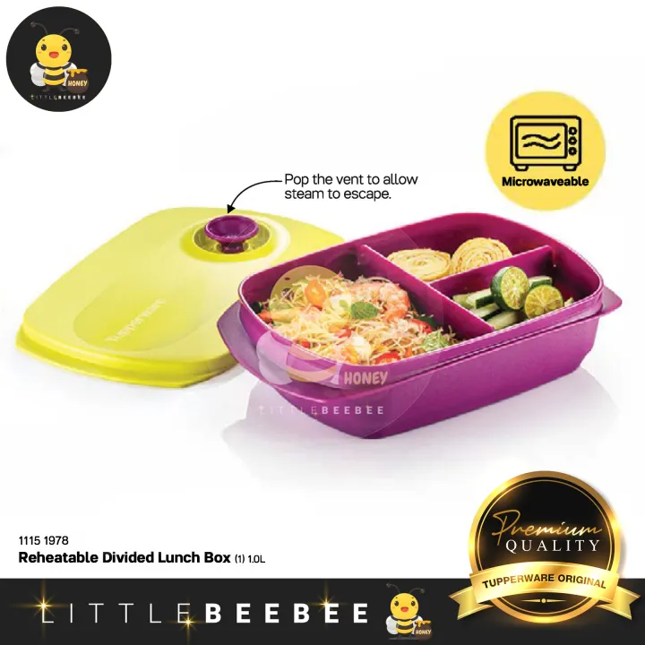 《⚠️READY STOCK !! 📦📦》Tupperware CrystalWave Rect / Reheatable Divided Lunch Box (1.0L)