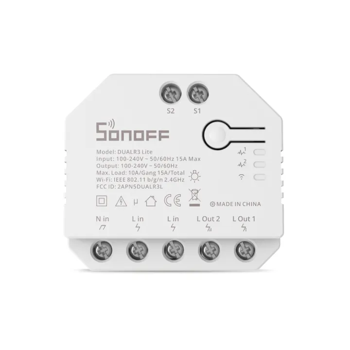 SONOFF DUALR2 / DUALR3 Lite WiFi Smart Switch 2 Gang Wireless Light Switch WiFi Switch Neutral Wire DIY Smart Module eWeLink APP Control Timing Voice Control Smart Home Switch