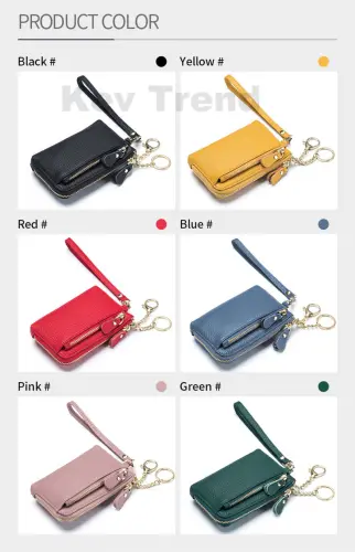 Kev แนวโน้มใหม่กระเป๋าสตางค์ใบสั้นกระเป๋าเงินแฟชั่นแท้หนังกระเป๋าคลัทช์หรูหรา Multi-Card กระเป๋ากระเป๋ากุญแจขาย