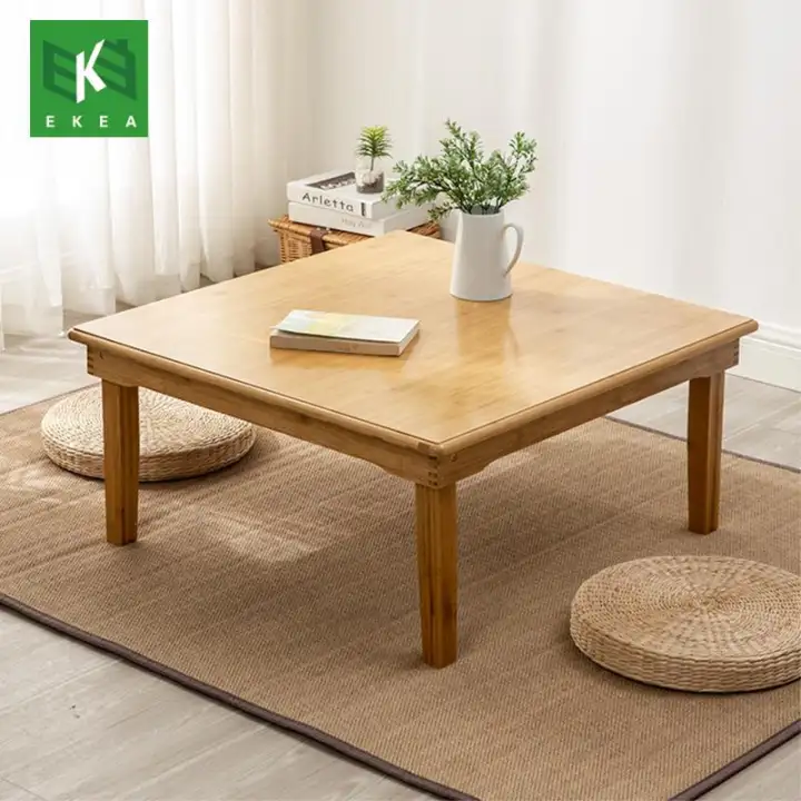 Ekea Household Bamboo Folding Square, Low Square Wooden Coffee Table