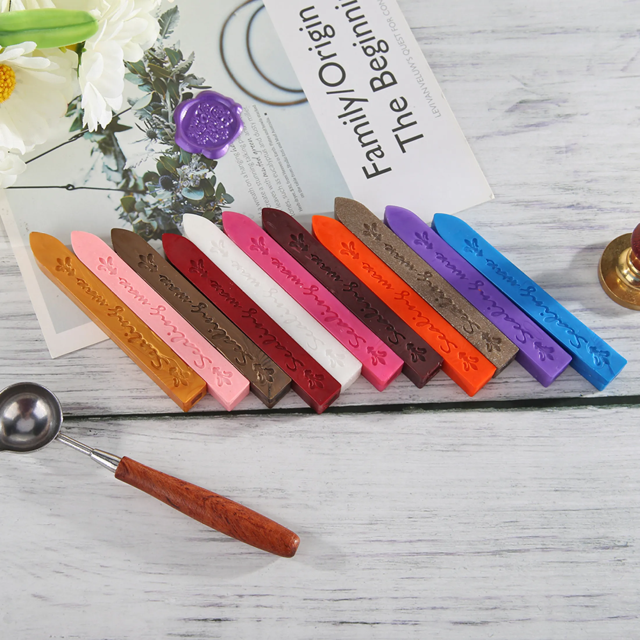 11 Colors Vintage Sealing Wax Strips Paint Stamp Rod for Envelope DIY Tools R1BO