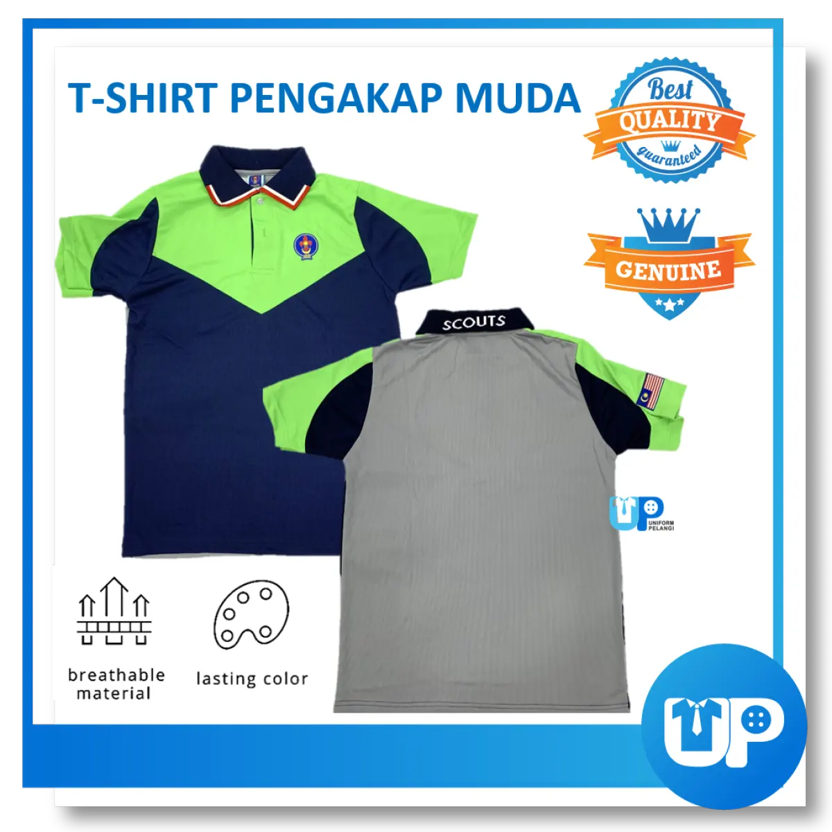 Pengakap T Shirt Muda Murid Original New Design Kokurikulum Sekolah Lengan Pendek Microfiber Green Student Scouts St1002 Kedai Baju Sekolah Uniform Pelangi Lazada