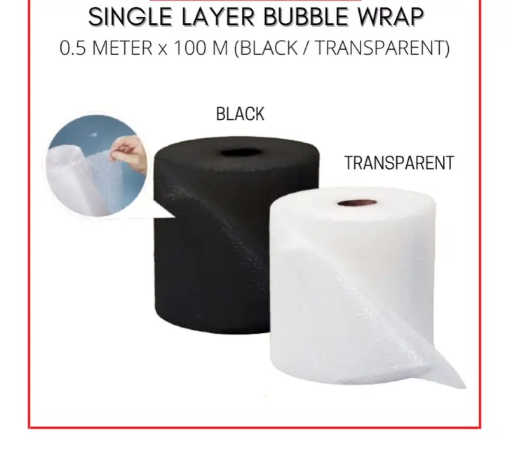 Single Layer Bubble Wrap Clear/Black 50cm x 100m / 33cm x 100cm / 25cm x 100cm Double Layer Bubble Wrap Clear 50cm x 100m