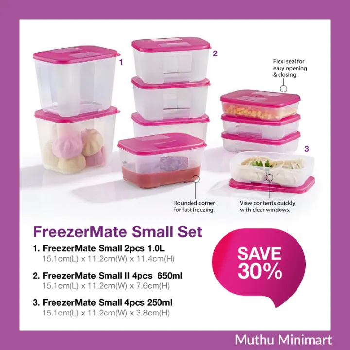 Original Tupperware | FreezerMate Small Set Food Storage Container | Bekas Makanan Set