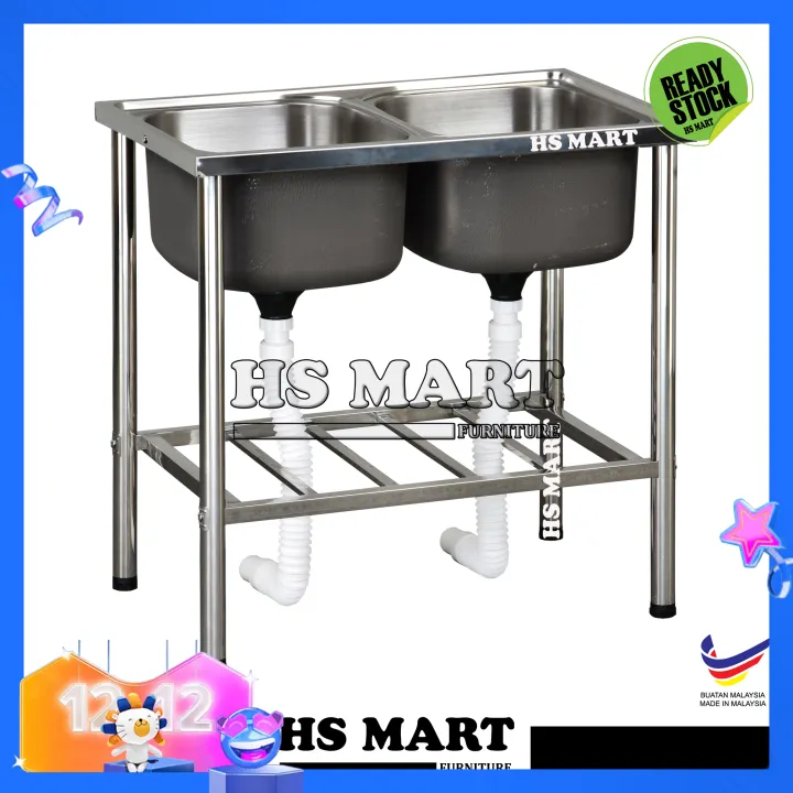 Stainless Steel Double Bowl Sink With Stand By Hs Sl16 Diy Stainless Steel Sink With Kitchen Sink Stand Kitchen Rack Stainless Steel Basin With Stand Sinki Dapur Stainless