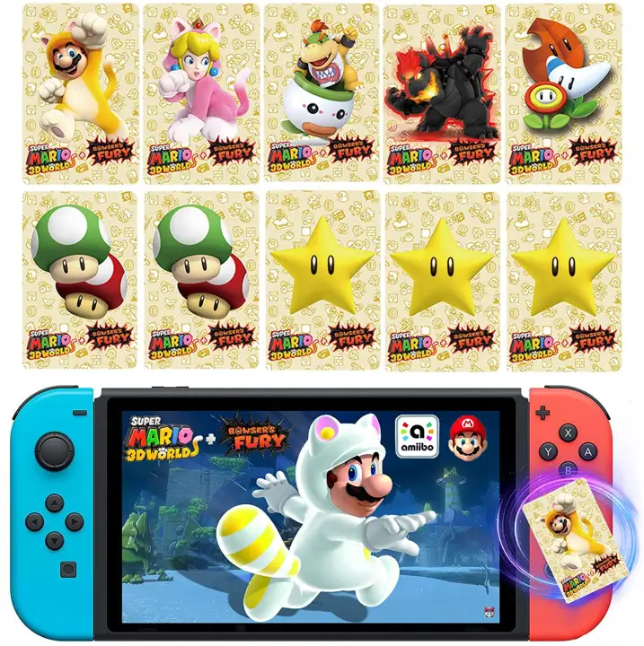 NFC Amiibo Cat Mario Cards NFC Amiibo Cat Peach, 10 Pcs Game Cards for  Super Mario 3D World + Bowseru0027s Fury