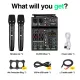 4 Channel USB Audio Mixer with Wireless Microphone Studio Sound Mixers with Bluetooth REC DJ Console Mixing for Karaoke. 