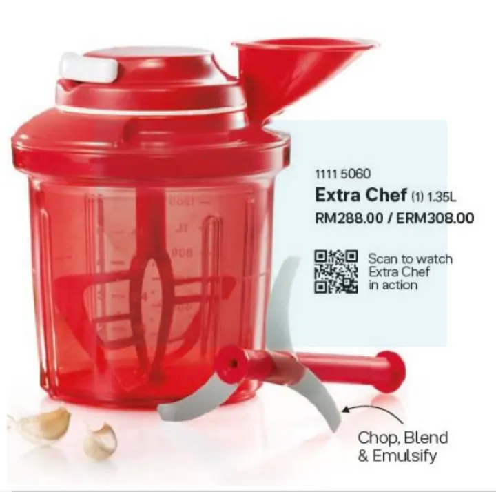 Tupperware Extra Chef 1.35L ~ Kitchen Magic Tool ~ Mixer Blender Chopper Emulsifier