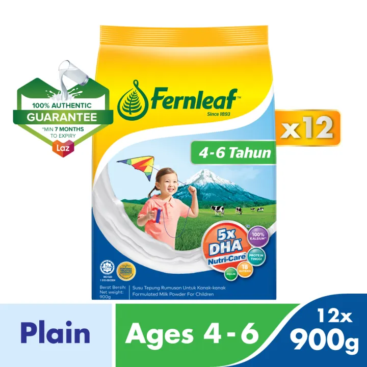 Fernleaf 4 6 Years Kids Milk Formula Powder Plain 900g X 12 Lazada