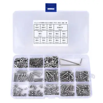 Supplied with Plastic Box Washer Wrench 662pcs Round Spacers Washers 304 Stainless Steel Made Flat Pan Head Hex Socket Screw Nut Flat Washer Spring Gasket Wrench 