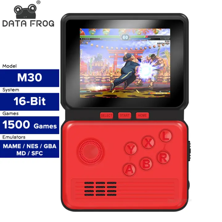 M30 1500+ Games 16-Bit Retro Classic Video Game Console with 2.8 inch LCD Screen Support TV AV Output Handheld Gaming Player Data Frog