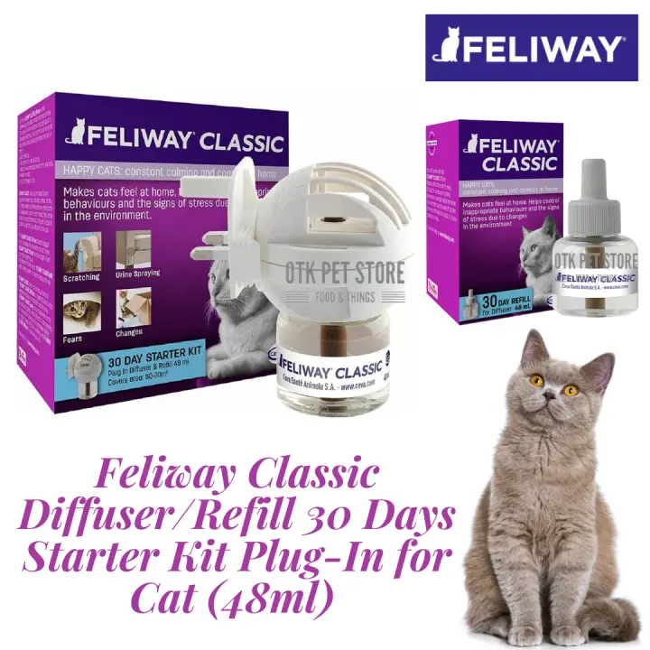 Feliway Classic Diffuser+Refill 30 Days Starter Kit Plug-In for Cat (48ml)
