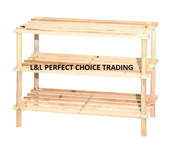 3 Tier Wooden Shoe Rack Rak Kasut Kayu Lazada